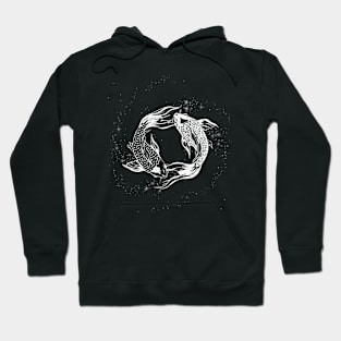 Two Koi Fish Celestial illustration with stars, galaxy Hoodie